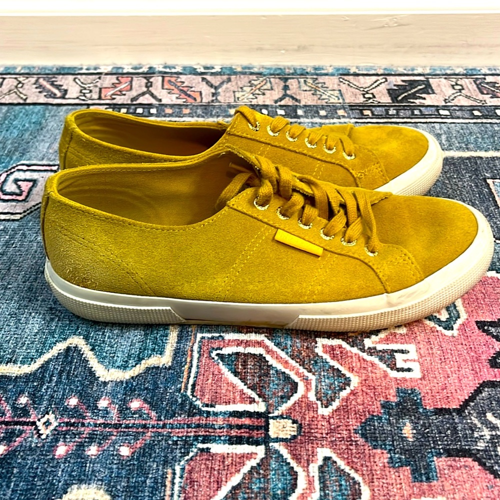 Superga mustard suede sneakers
